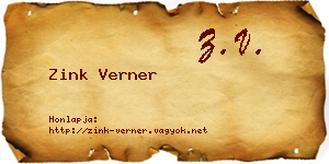 Zink Verner névjegykártya